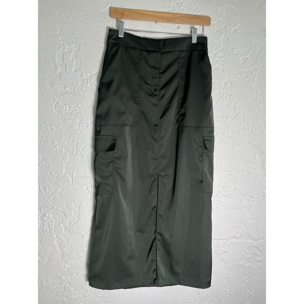 House of Harlow 1960 Olive Satin Cargo Maxi Skirt Size S Utility Y2K